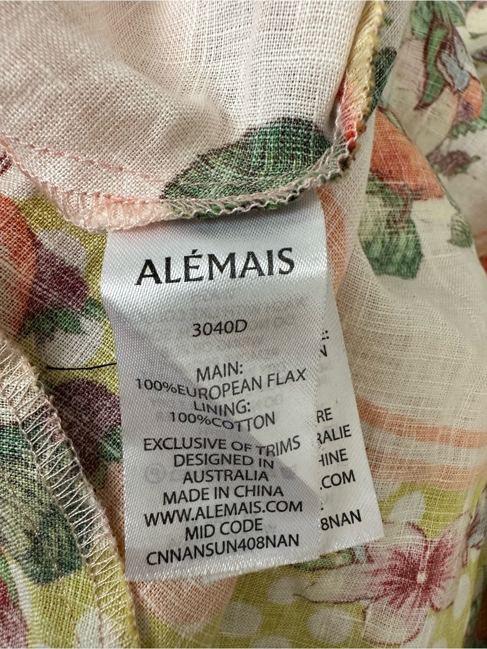 ALÉMAIS Lemonis Printed Linen Midi Dress XS AU6/US2 - Picture 9 of 14